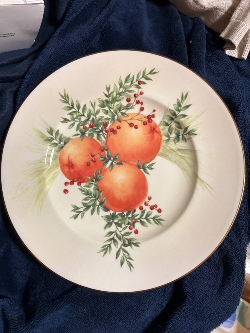 Lenox Williamsburg Boxwood & Pine Accent Luncheon Plate 9 3/8" Oranges Holiday U